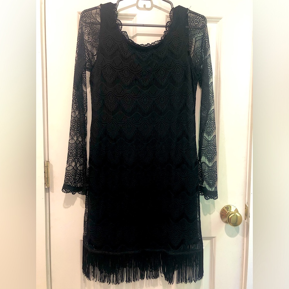 Tart Embroidered Black Dress Size S